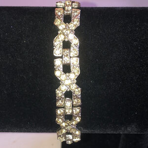 Angel Brand Signed Vintage Silver Tone Crystal Rhinestone Bracelet